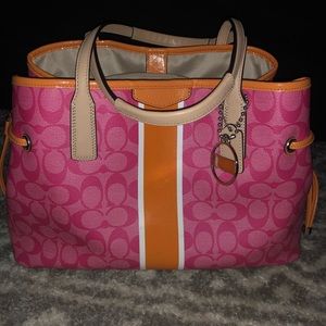 Coach Bright Orange & Pink Purse plus Wallet